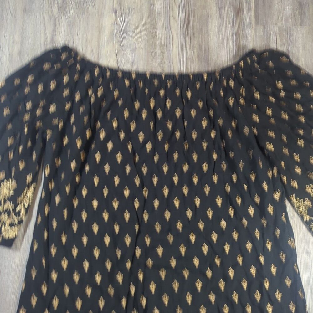 Lapogee Women Size 2X Black and Gold Print Tunic Top Dress Made In India - Picture 5 of 10